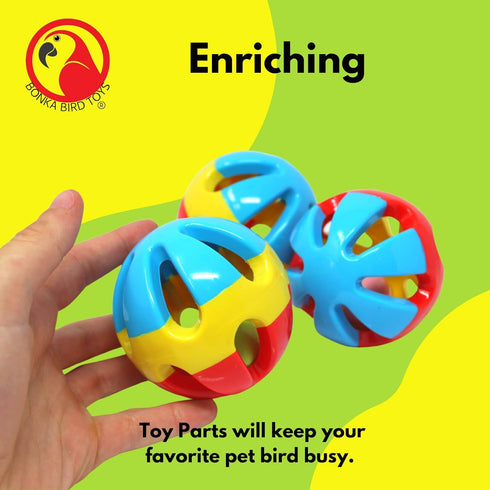 Bonka Bird Toys 1312 Pack, 3 Plastic Soccer Ball for Medium to Large Birds, 3.00" Diameter