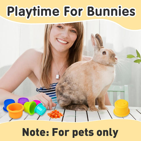 Iffitya 8 Pcs Colorful Stacking Cups for Rabbits, Colorful Bunny Cups for Rabbits and Small Animals, Nesting Rabbit