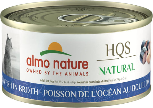 HQS Natural Ocean Fish Canned Wet Food by almo nature, Grain Free, Additive Free, Flaked for Adult Cats