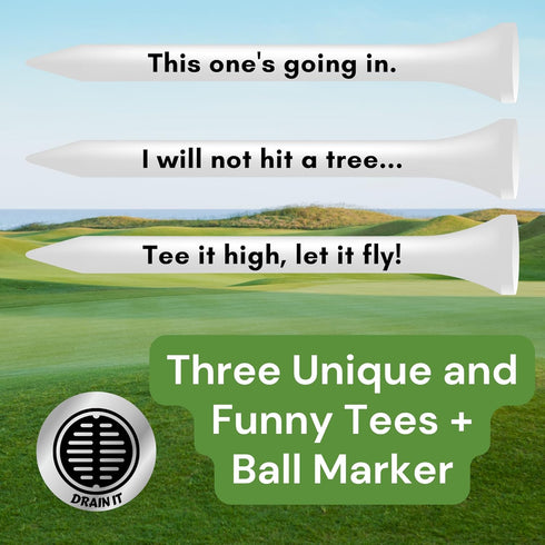 Funny Golf Ball Gift Set - Includes 6 Balls, 3 Tees, and 1 Marker for Men, Women, and Golfers