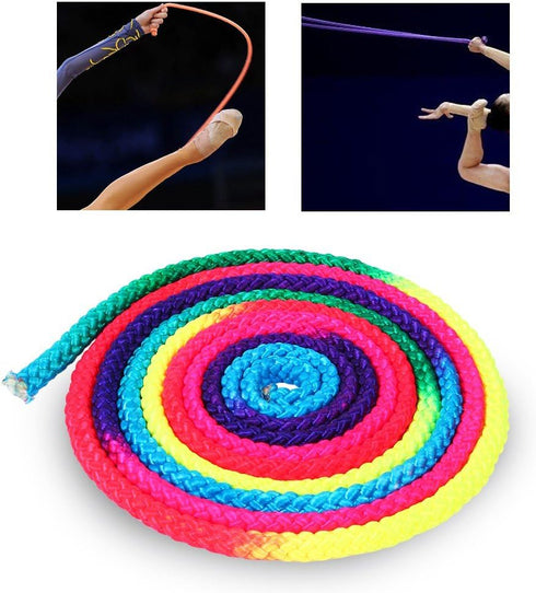 Gymnastics Art Rope, 2.8m/110inch Nylon Rainbow Color Rhythmic Gymnastics Rope Solid Competition Arts Training Rope Gymnastic Skipping Rope for Exercise Fitness Training Competition Arts by AYMARIO