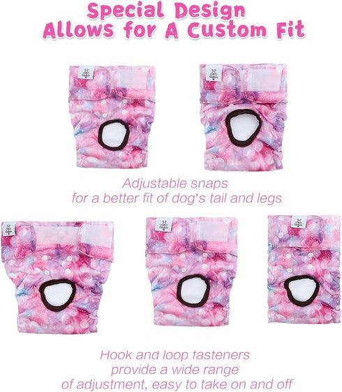 4 Pack FMG04S CuteBone Washable Female Dog Diapers Reusable Doggie Heat Diapers for Period