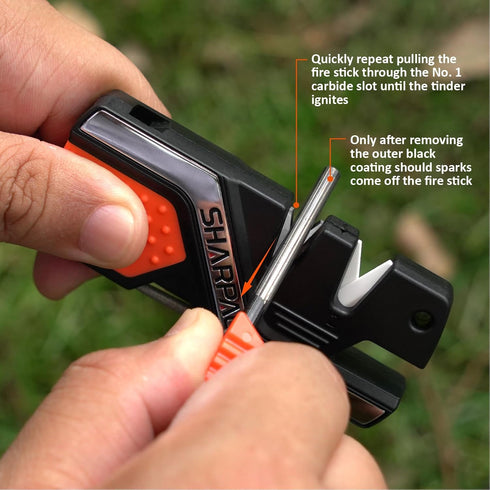 SHARPAL 101N 6-In-1 Pocket Knife Sharpener & Survival Tool, with Fire Starter Ferro Rod, Whistle & Diamond Sharpening