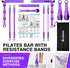 Pilates Bar Kit with Resistance Bands - Adjustable 3-Section Equipment for Legs, Hip, Waist, Arm Workouts