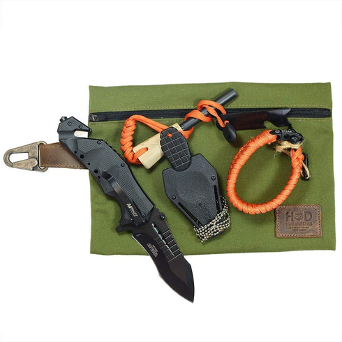 Hide & Drink Water Resistant Canvas Camping Pouch, Utility Bag, Handmade Storage Case, Outdoors Accessories - Olive