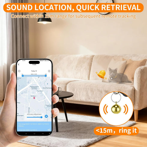 ZEMBSOYA GPS Collar for Pets with Long Battery Life Compact and Universal Collar for Locating Pets with Bell