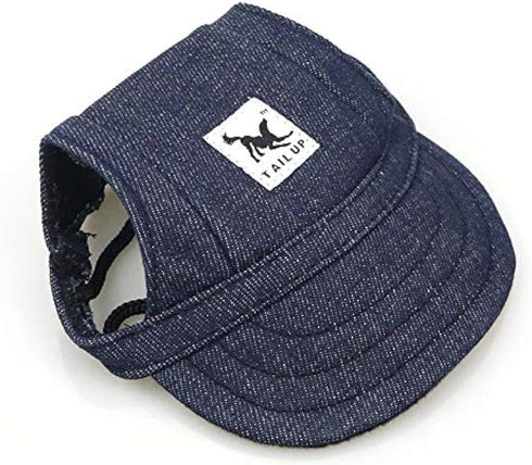 Leconpet Baseball Caps for Dogs with Neck Strap, Adjustable Comfortable Ear Holes for Small to Large Dogs (M, Blue