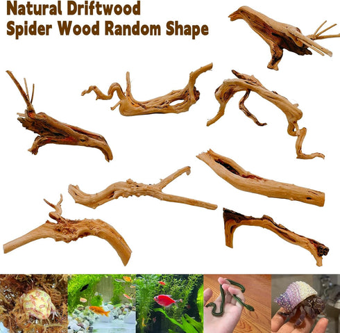 Hamiledyi 5.9-7.9in Natural Driftwood Spider Wood Assorted Branches for Fish Tank Decoration (3 PCS).