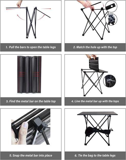 Portable Folding Camping Table, Lightweight Aluminum Camp Side Table with Carry Bag for Outdoor Beach Picnics