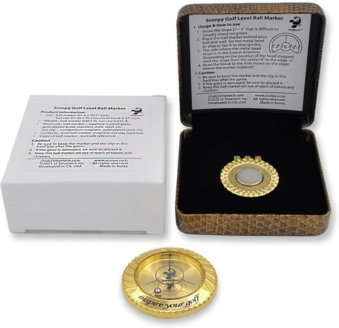 scorpy Golf Level Ball Marker with Metal Bead and Hat Clip, Precision Alignment Tool for Perfect Putts