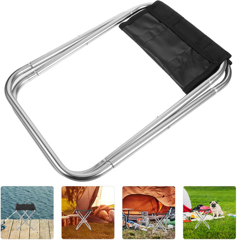 Backpacking, FRCOLOR Portable Foldable Camping Stool Aluminum Alloy Lightweight Folding Fishing Bench with Storage Bag