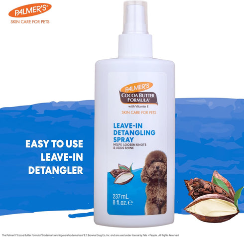 8 Oz Palmers for Pets Detangling and Conditioning Leave-In Spray, Cocoa Butter - No-Rinse Dematting Dog Conditioner