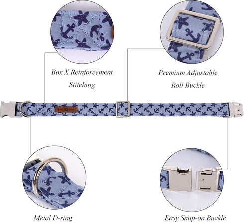Lionet Paws Dog Collar with Bowtie, Adjustable Comfortable Summer Collar for Small to Large Dogs