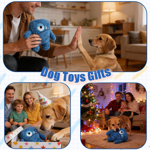 Plush Squeaky Dog Toy, Crinkle Stuffed Dog Toy Keep Them Busy Tug of War Birthday Dog Chew Toy for Small Medium Large