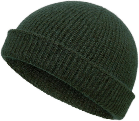 vidsel Thin Wool Fisherman Beanie Hat for Men Women, Fall Winter Short Knit Cuffed Fashion Cap