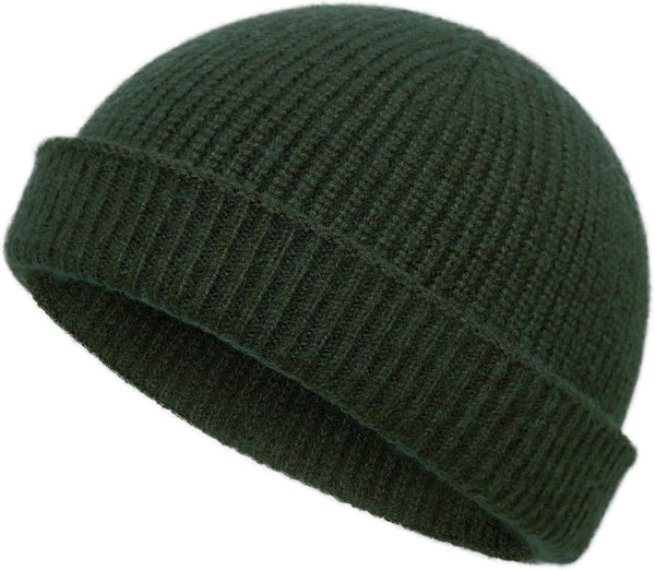 vidsel Thin Wool Fisherman Beanie Hat for Men Women, Fall Winter Short Knit Cuffed Fashion Cap
