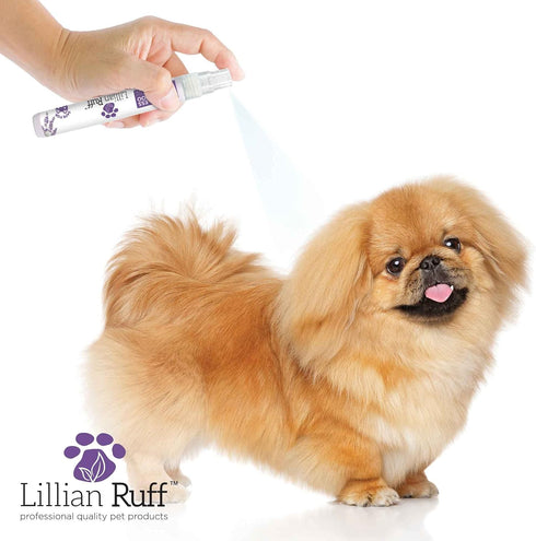 Lillian Ruff Travel Kit for Dogs, Deodorizing Waterless Dog Shampoo x4, Dog Breath Freshener, Detangler Spray, Ear