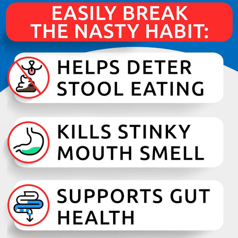 NO Poo Treats - Coprophagia Treatment for Dogs, Stool Eating Deterrent with Probiotics & Enzymes (240 Ct - Chicken)