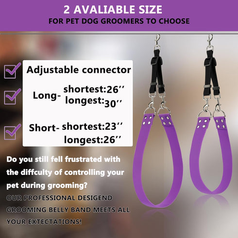 Pet Dog Grooming Belly Straps, Dog Grooming Table Arm Accessories, Waterproof PVC Wide Dog Grooming Belly Band, Purple