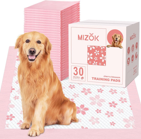 MIZOK 36x36 Puppy Pads Pink, Dog Pee Pads Leak-Proof with Quick-Dry Surface,