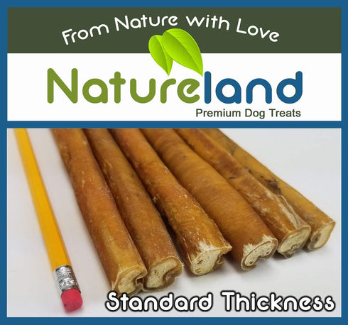 Natureland 6" Bully Sticks Standard Thickness, All-Natural, Free-Range, Grass-Fed Dog Chews, 10 Pack