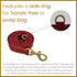 Blazing Paws Vibrania Heavy Duty Dog Leash, 6 Ft Thick Distressed Leather, Cherry Red with Side Ring (6 Ft L x 1" W)