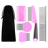 Flea Comb for Dogs & Cats, 5 Pieces Grooming Set with Metal Teeth and Storage Pouch (Pink)
