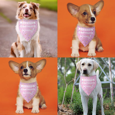 Happy Birthday Mommy Dog Bandana Scarf - Triangle Accessory Gifts for Dog Mom Lovers Birthday Party