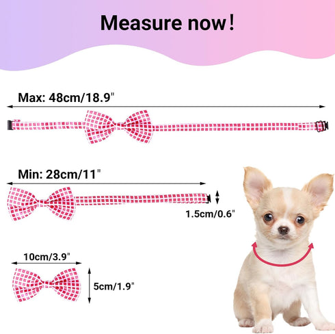 Segarty 60pcs Adjustable Bow Ties for Dogs, Comfortable Bowtie Collars for Small Medium Pets, Grooming Accessories