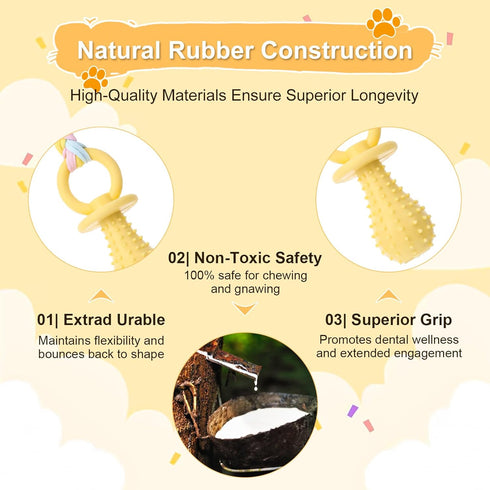 CIATBYYJ 3Pcs 3 Dog & Cat Pacifier with Rope, Small Pet Molar Clean Teeth Rubber Toy, Rubber Puppy Pacifier Chewing