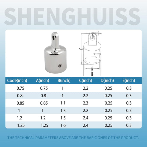 SHENGHUISS Stainless Steel 316 Bimini Top Cap Eye End Boat Fitting with L Shape Hex Key, Marine Hardware