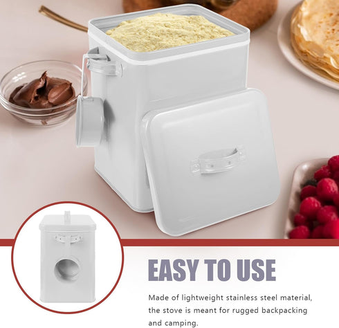 Uonlytech Metal Food Storage Bucket for Kitchen and Pet Supplies White Iron Airtight Dry Food Organizer for Laundry