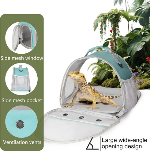 2 Bearded Dragon Carrier,Lizards Travel Bag, Small Animal Travel Carrier for Hedgehog Rat Parrot Bird, Portable Guinea
