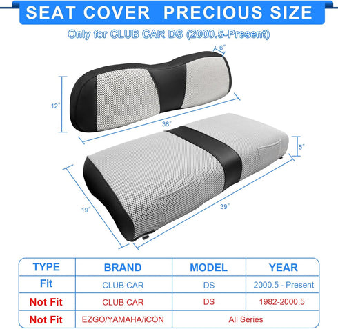(20000 iLSKW Golf Cart Seat Covers for Club Car DS to Up) Seat Cover OEM Front,Breathable Fabric and Leather Front Seat