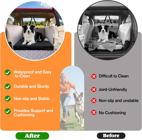 Bhyhok 3.14 Inch 600D (53.8 24 Inch) Waterproof Dog Mat for Car Backseat Thick Non-Slip Backseat Pet Mat with Oxford