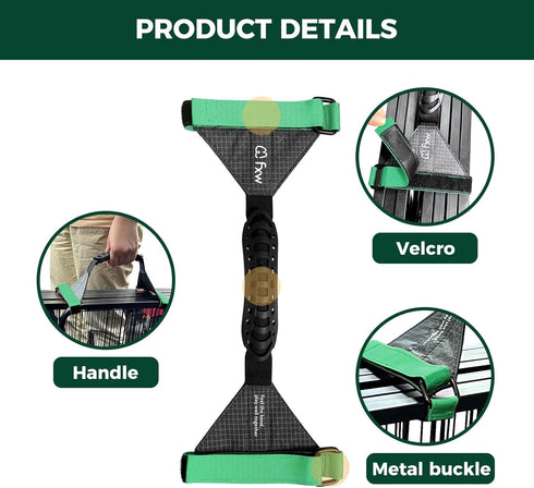 FXW Easy-Carry Straps - Fit 8-Panel Dog Playpen, Designed for RV Trips, Green | Patent Pending