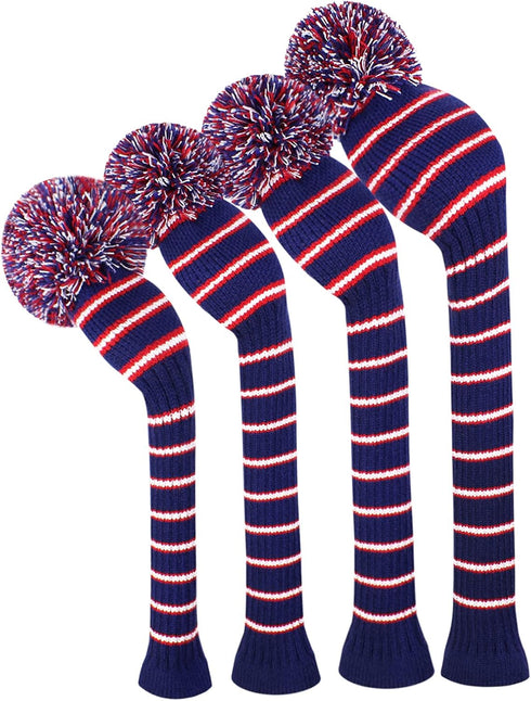 Scott Edward Knitted Golf Head Covers - 4PCS Handmade Set for Driver and Fairway Woods