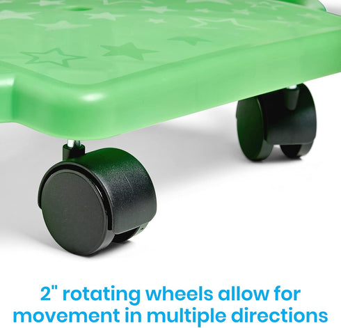 hand2mind Green Indoor Scooter Board with Handles, Gym Scooters for Kids, PE Equipment for Elementary School