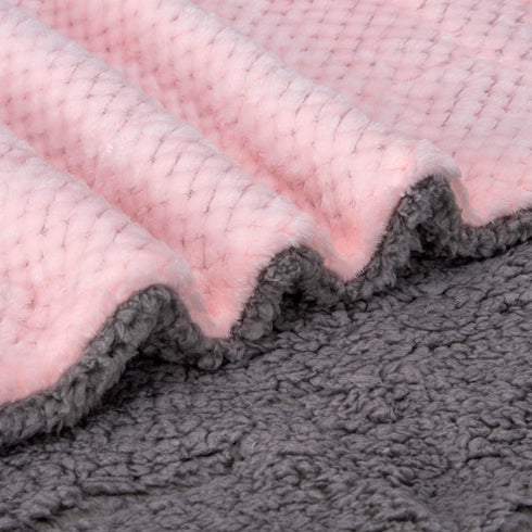 DG Plush Fleece Receiving Blanket for Dog, Cat, Pet - Soft & Warm, Travel & Outdoor, Baby Pink (24" x 32")