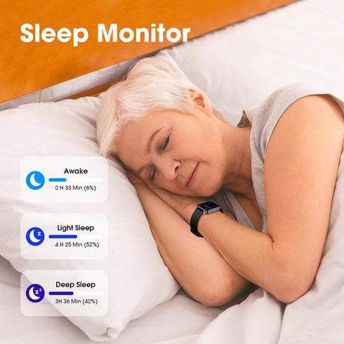 Senior Friendly Pedometer Watch, Waterproof Fitness Tracker with Step Counter, Calories/Sleep Tracker for Men Women