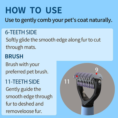 Self Cleaning Slicker Brush for Cats & Dogs, 2 Sided Deshedding Grooming Brush, Puppy Brush for Shedding, Blue