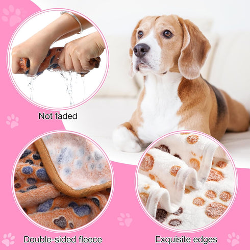 Chumia 18 Pcs Fleece Pet Blanket, Soft Warm Sleep Mat, Cute Puppy Supplies, 30 x 20 Inch Bed Blankets for Dog Cat