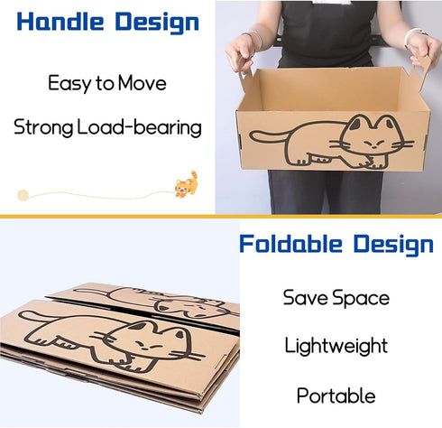 Gxsdj 9PCS Pets,16.5 13.5 5.9 Inch Disposable Litter Boxes for Cats,Foldable Cardboard Cat Litter Box