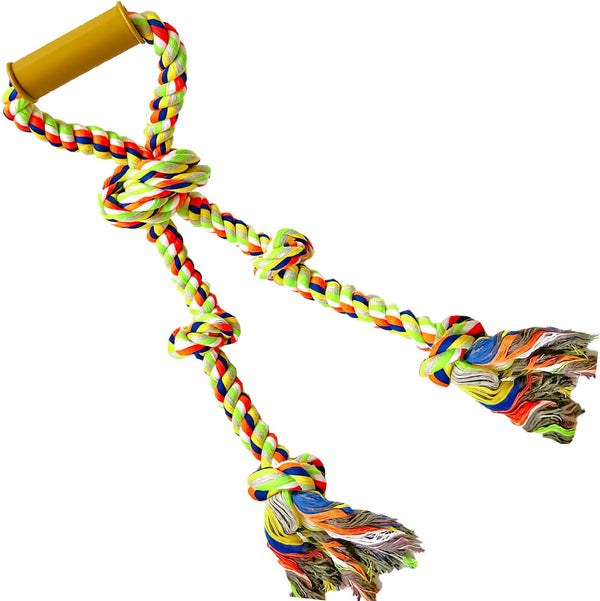 Extra Large Dog Rope Toys, Heavy Duty Tug of War Interactive Chew Rope, Durable 3 Way Dog Rope with Handle