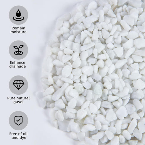 5lb Polished River Rocks, Decorative Pebbles for Fish Tank, Garden, and Home Decor, Snow White