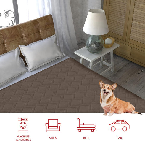 Waterproof Dog Bed Cover Blanket with Non-Skid Bottom, Couch Protector for Dogs, Mattress Protector, Chocolate (86" X