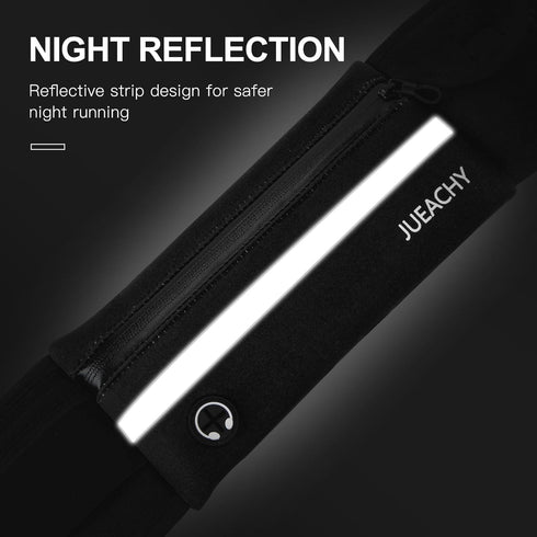 Jueachy Waterproof Running Belts for Women, Adjustable Fanny Pack Waist Pouch with Headphone Port
