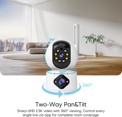 VSTARCAM 2K+2K 360 2-Way 256GB) Cameras for Home Security Indoor, Dual Cameras, Pan-Tilt, Color Night Vision, Motion