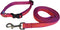 Preston Orange Raspberry Coral Dog Collar and Leash Set with Coral Design Ribbon on Pink Nylon Webbing (Small)