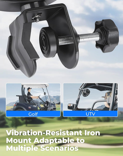 KEMIMOTO Golf Cart Clip Fan with Long Battery Life, 5 Speeds, 360 Degree Rotation, USB Power, Timer, Compatible with